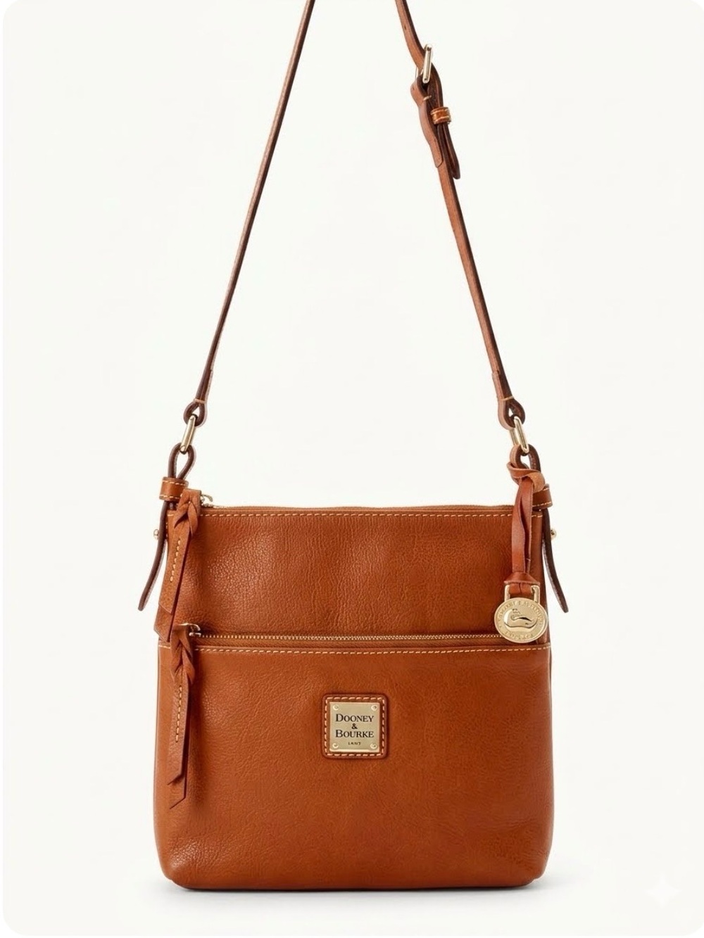 Dooney & Bourke Brown Leather Crossbody with Gold Accent